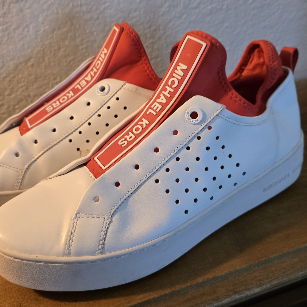 Michael Kors White and Orange Sneakers